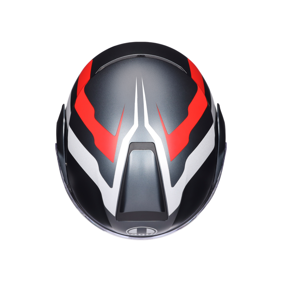 STREETMODULAR RESIA MATT GREY/SILVER/RED - MOTORBIKE FLIP UP HELMET E2206