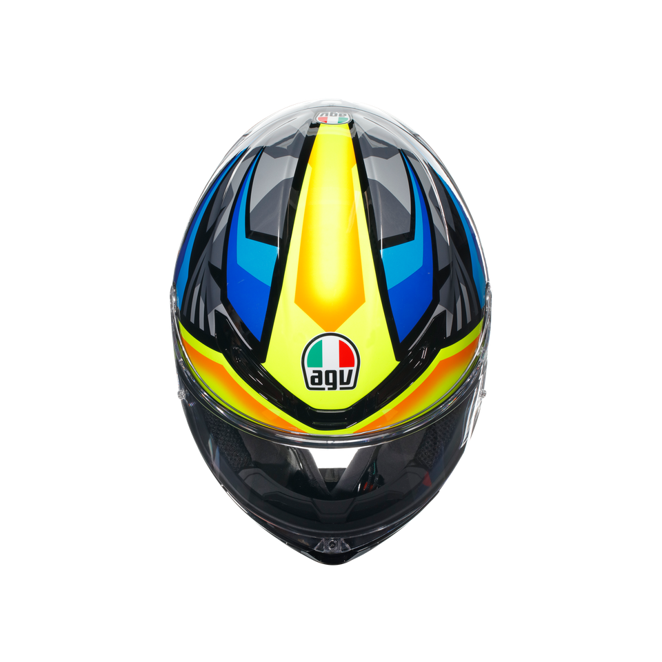 K6 S JOAN BLACK/BLUE/YELLOW - MOTORBIKE FULL FACE HELMET E2206