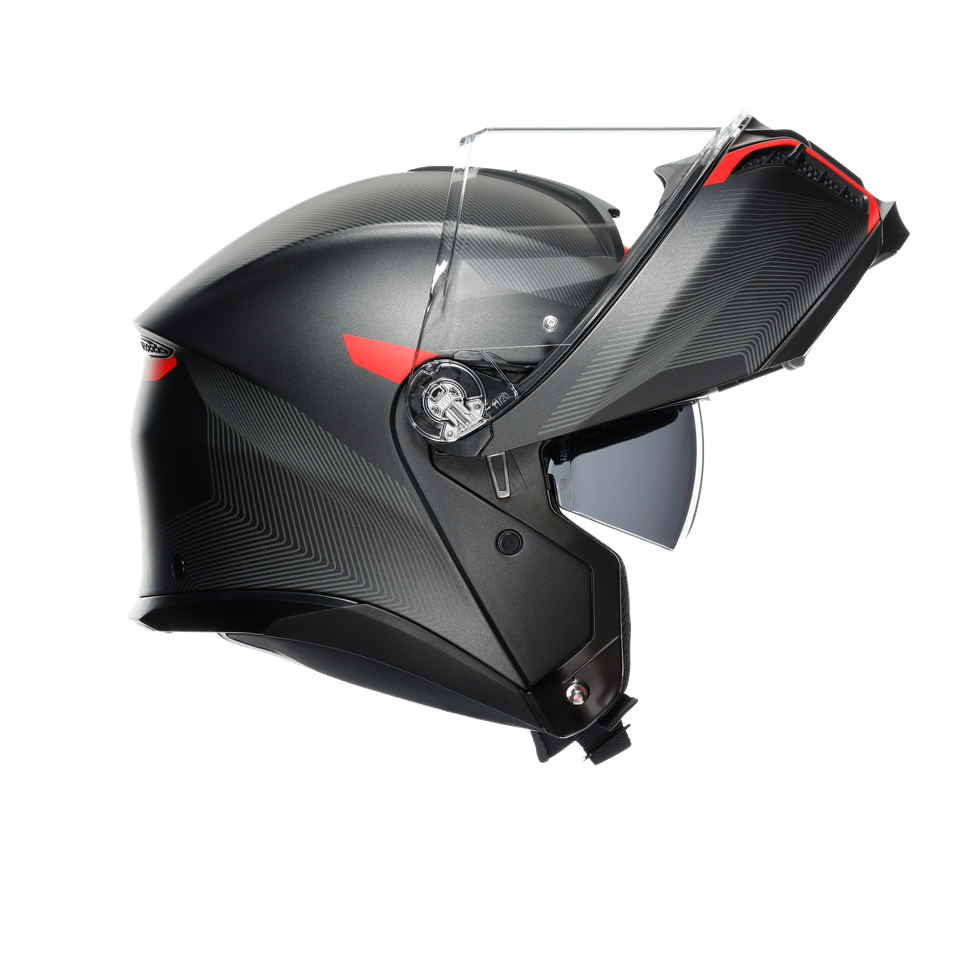 TOURMODULAR FREQUENCY MATT GUNMETAL/RED - MOTORBIKE FLIP UP HELMET E2206