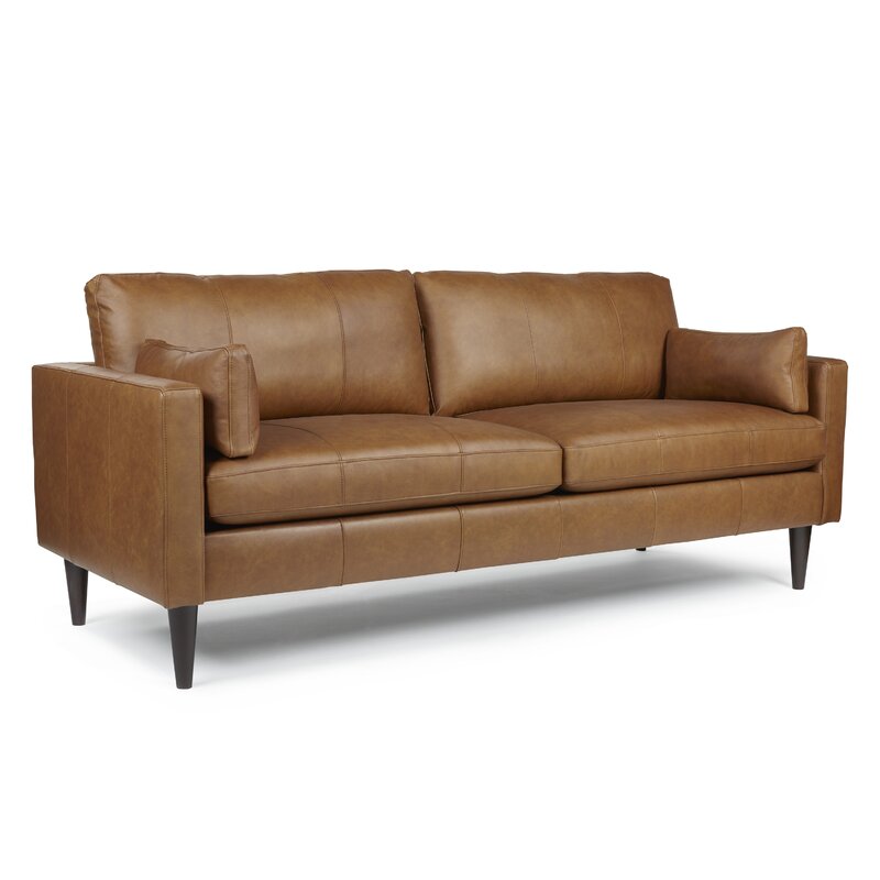 Gaia 81” Genuine Leather Square Arm Sofa