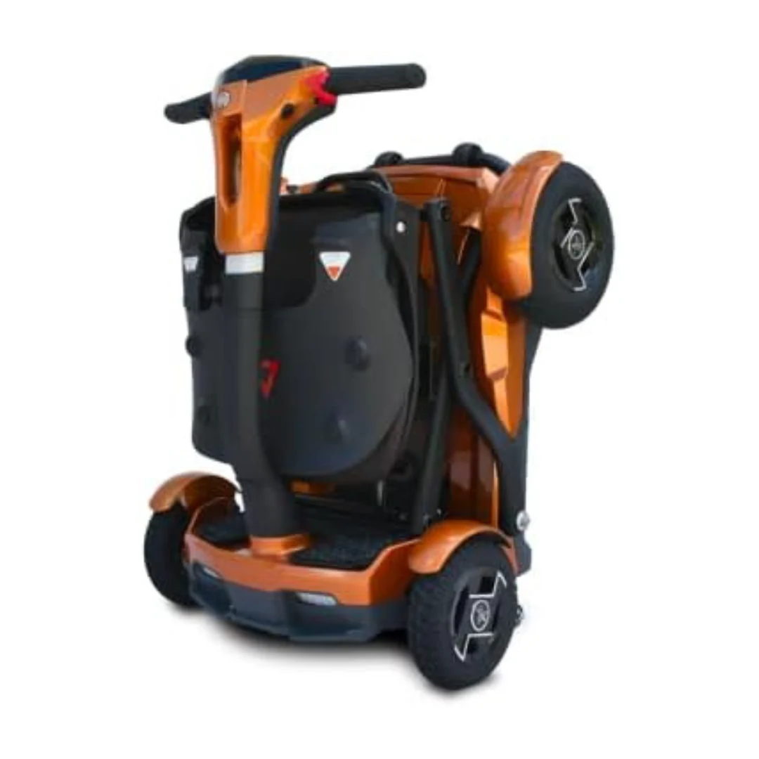 EV Rider TEQNO S26 Auto Folding Portable Lightweight 4-Wheel Mobility Scooter with Laser Guide Lights and Key Fob