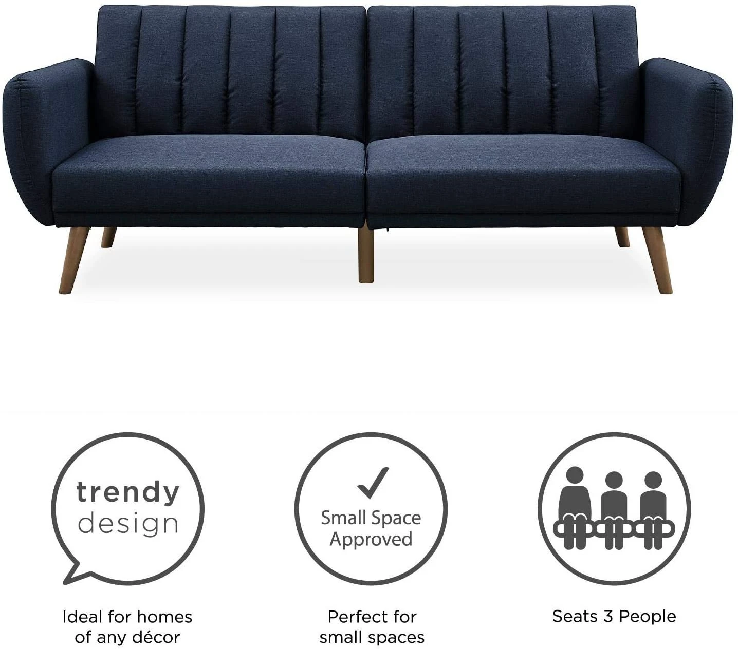 Novogratz Brittany Sofa Futon - Navy Linen