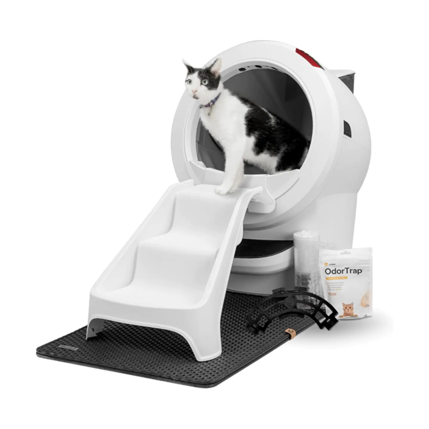 Litter-Robot 4 Total Bundle by Whisker (Black) - Automatic, Self-Cleaning Cat Litter Box, Includes Litter-Robot 4, LitterHopper, 6 OdorTrap Pack Refills, 50 Waste Drawer Liners, Ramp, Mat & Fence