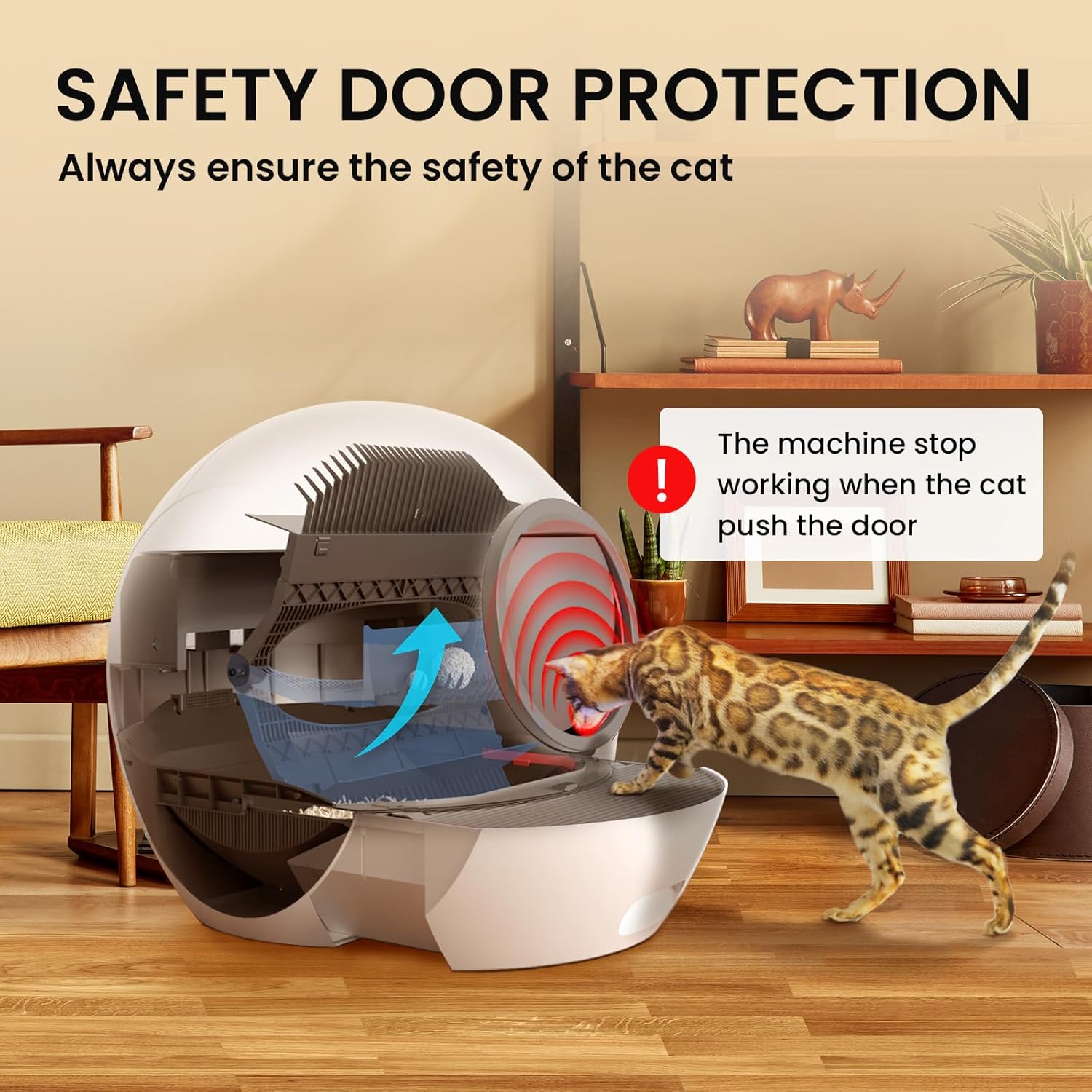 Self Cleaning Litter Box for Cats, Nafcefi Automatic Cat Litter Box Self Cleaning Extra Large, Robot Litter Box Self Cleaning App Control/Odor Removal/Safety Protection Litter Box