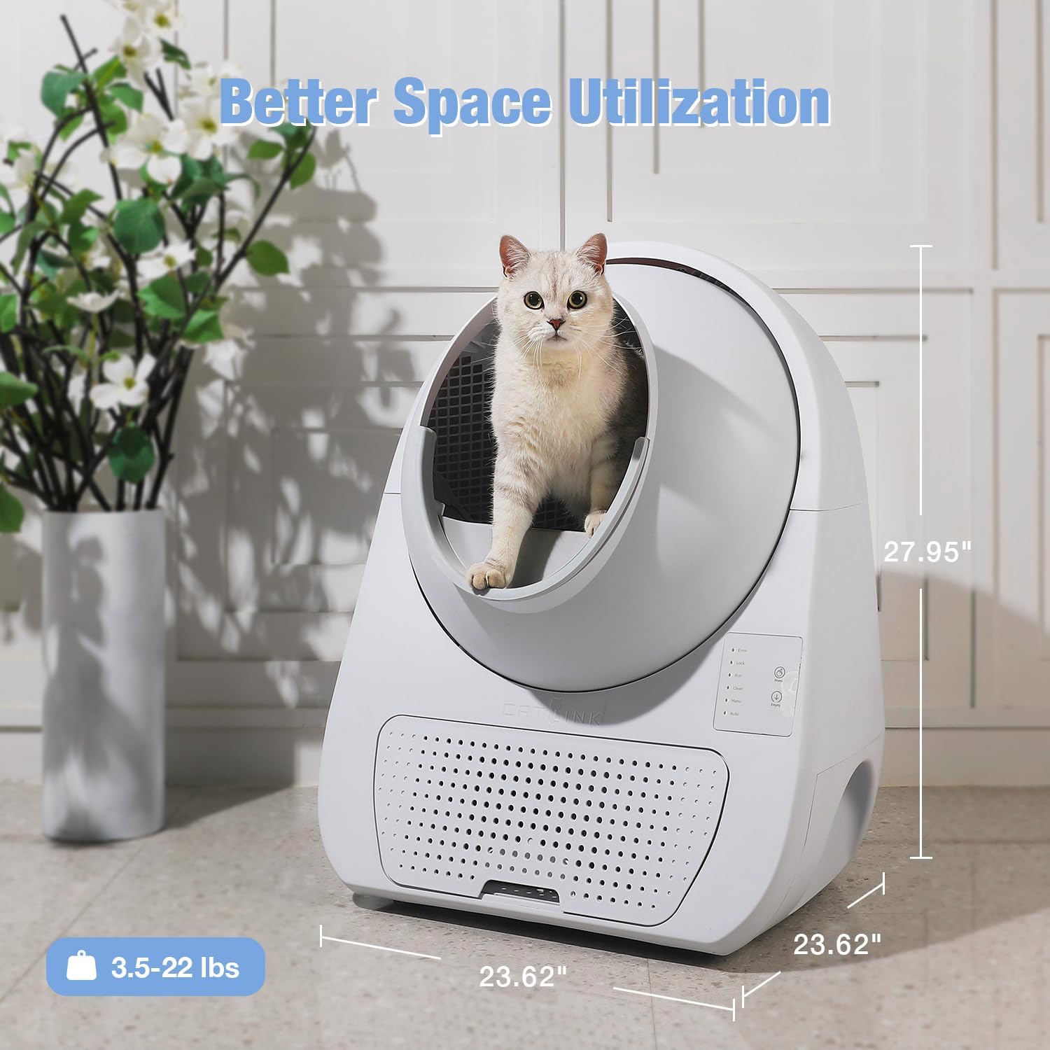 CATLINK Self Cleaning Cat Litter Box, Automatic Cat Litter Box, Double Odor Removal, Cat Litter Box for Cats from 3.5 pounds to 22 pounds (Young Version)