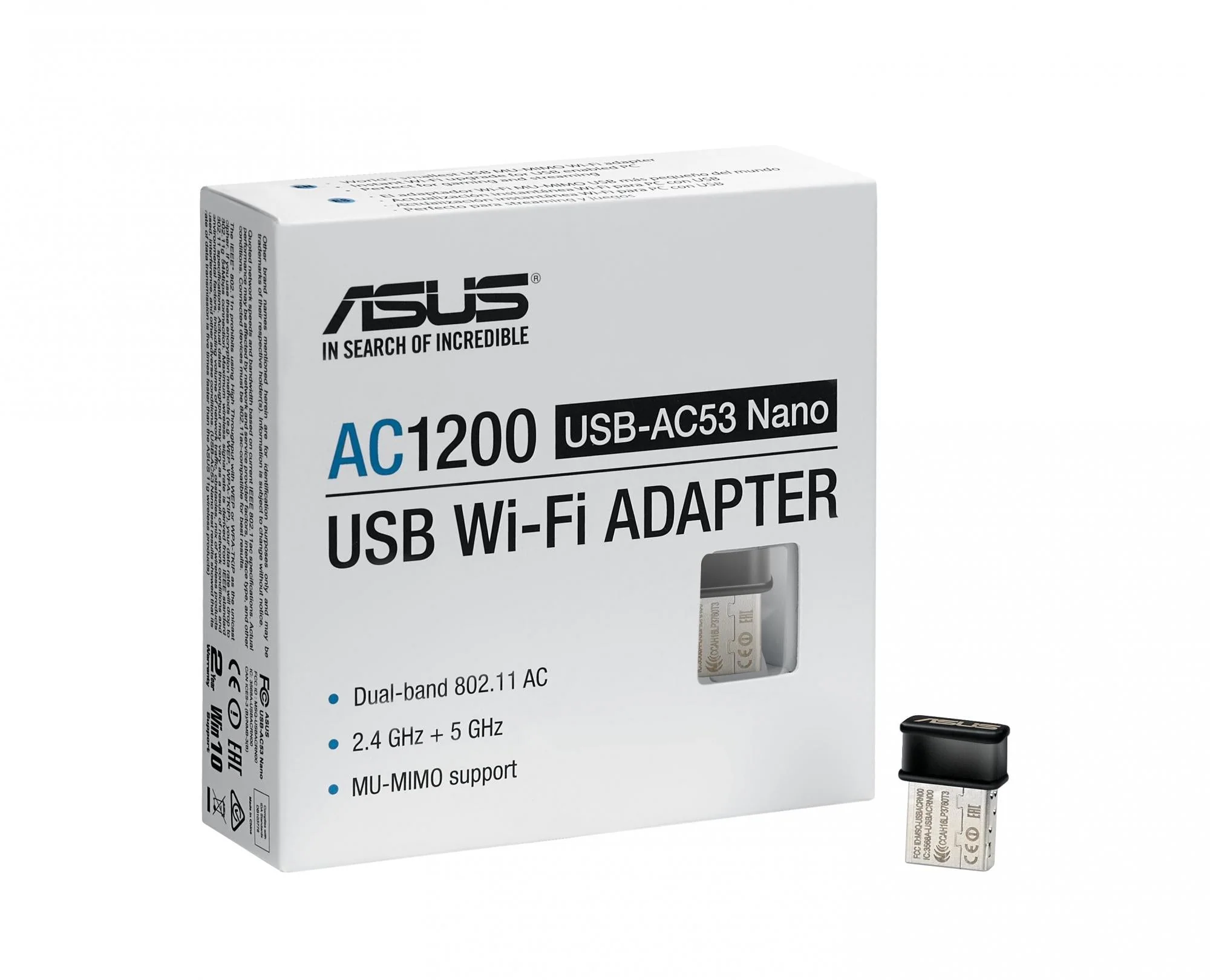 ASUS USB-AC53 Nano Wireless AC1200 USB 3.0 Adapter 802.11 a/b/g/n/ac 400/867Mbps