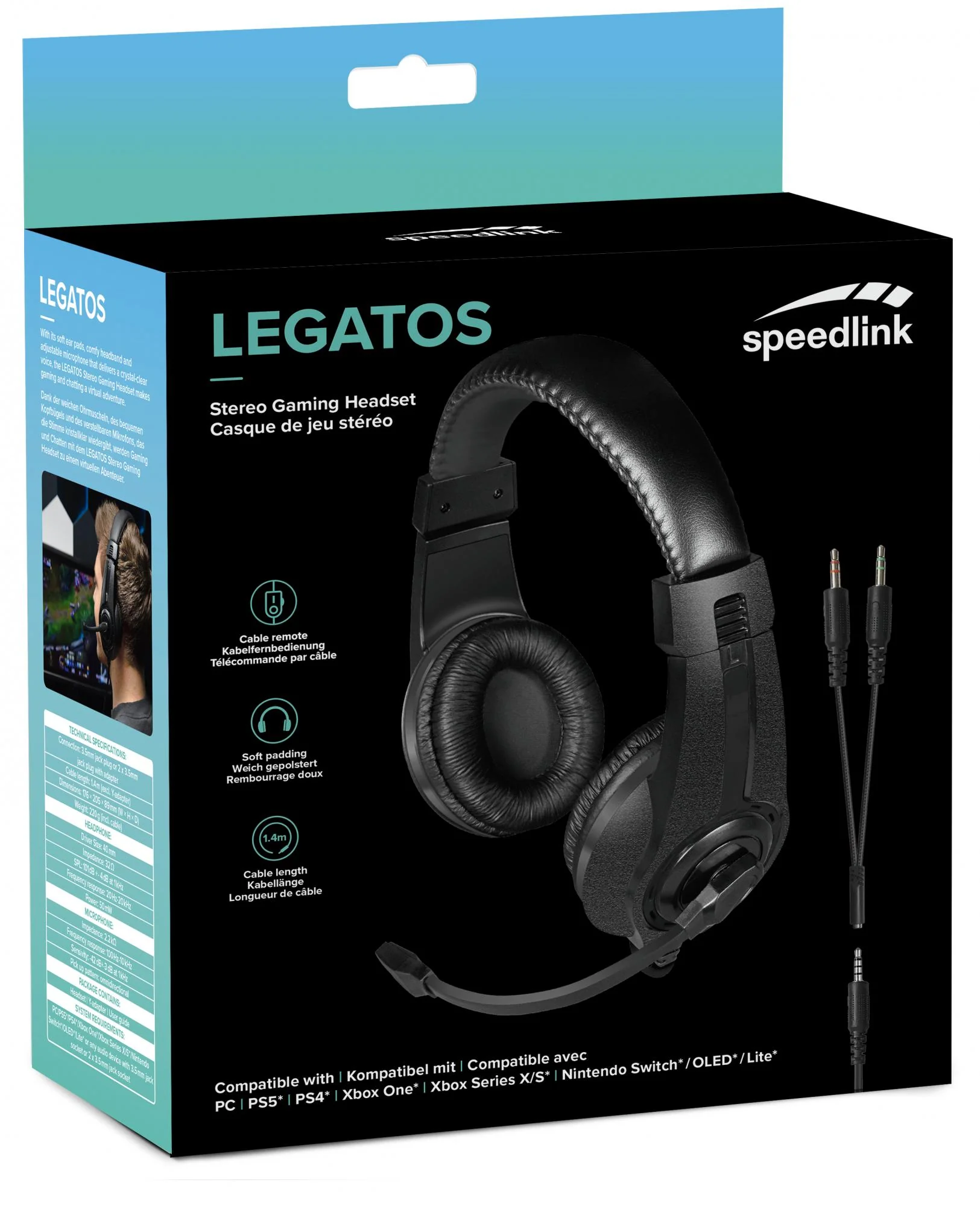 Speedlink - LEGATOS Stereo Gaming Headset - for PC/PS5/PS4/Xbox Series X/S/Switch/OLED/Lite. black