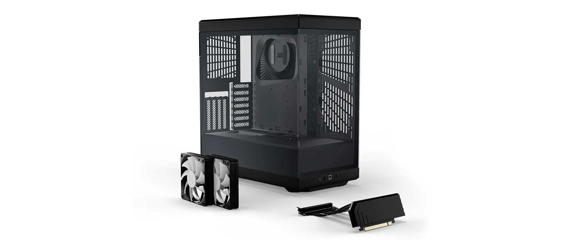 HYTE Y40 Black Miditower – Panorama-Glasschleier. inklusive PCIe 4.0-Riser-Kabel. 2 inklusive Lüfter