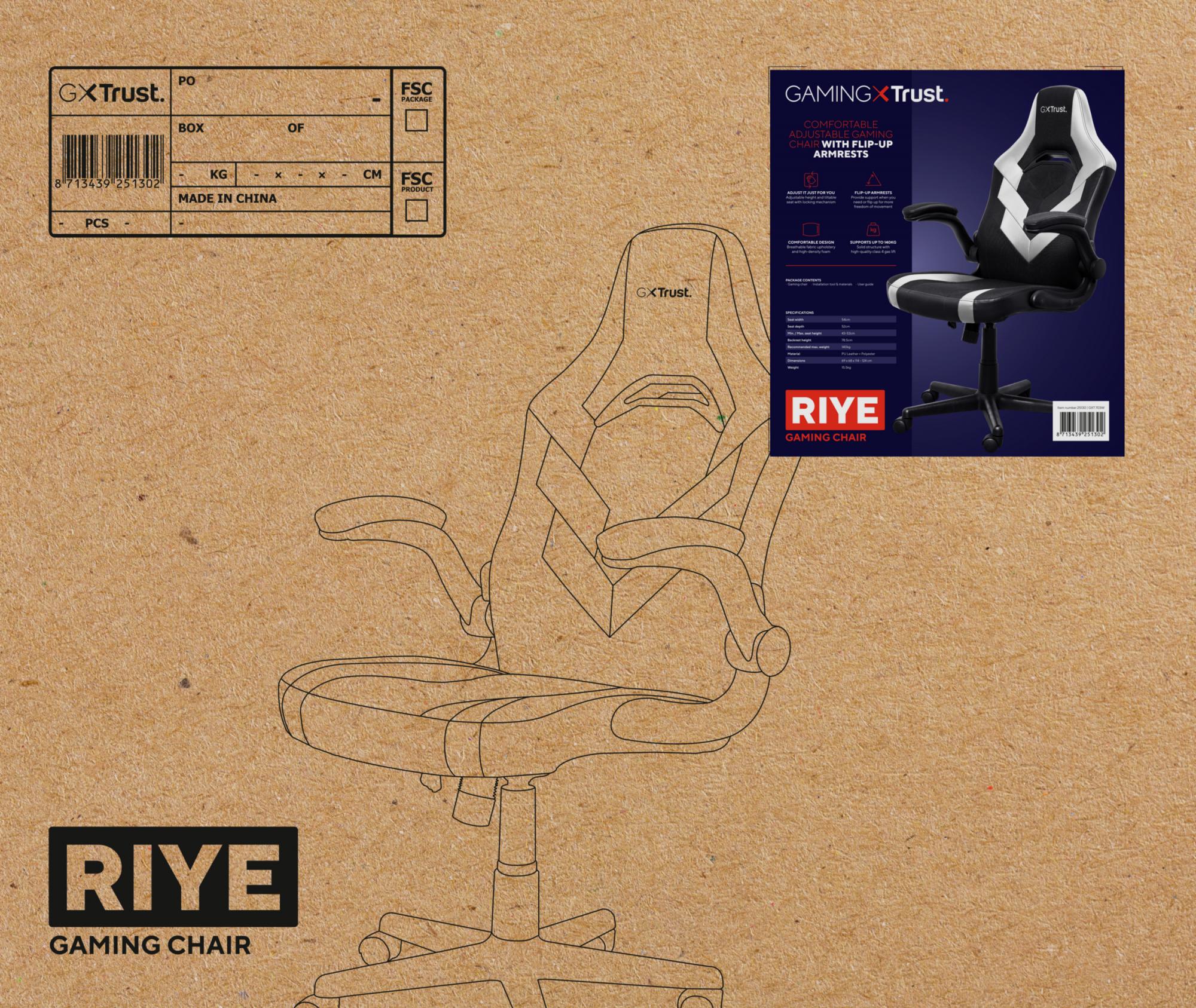 TRUST GXT703W RIYE GAMING CHAIR - WHITE