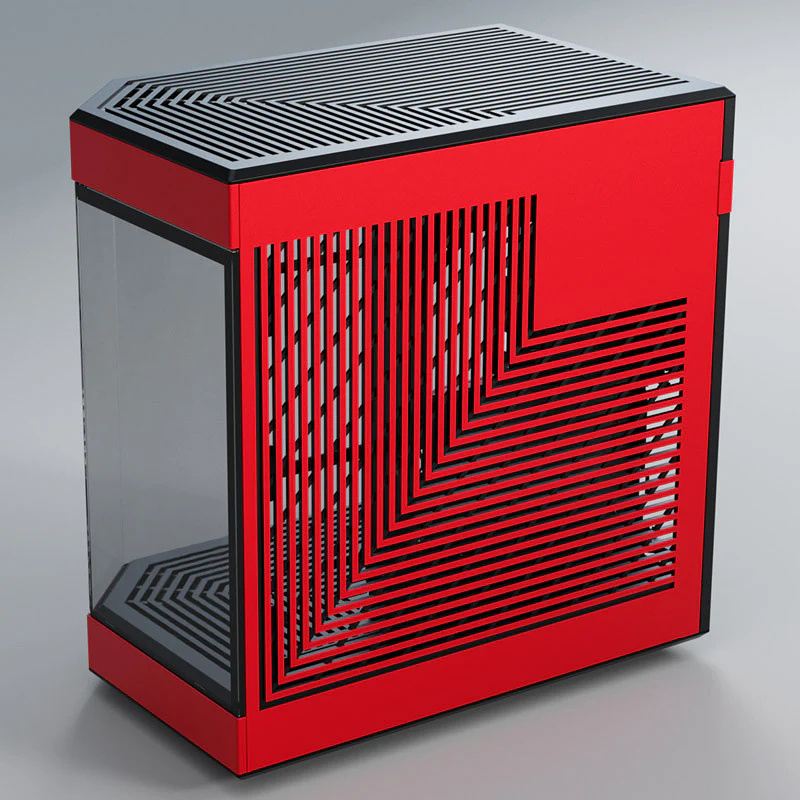 Hyte Y60 Midi-Tower – Schwarz/Rot. PCI-e 4.0. Panorama-Glasansicht