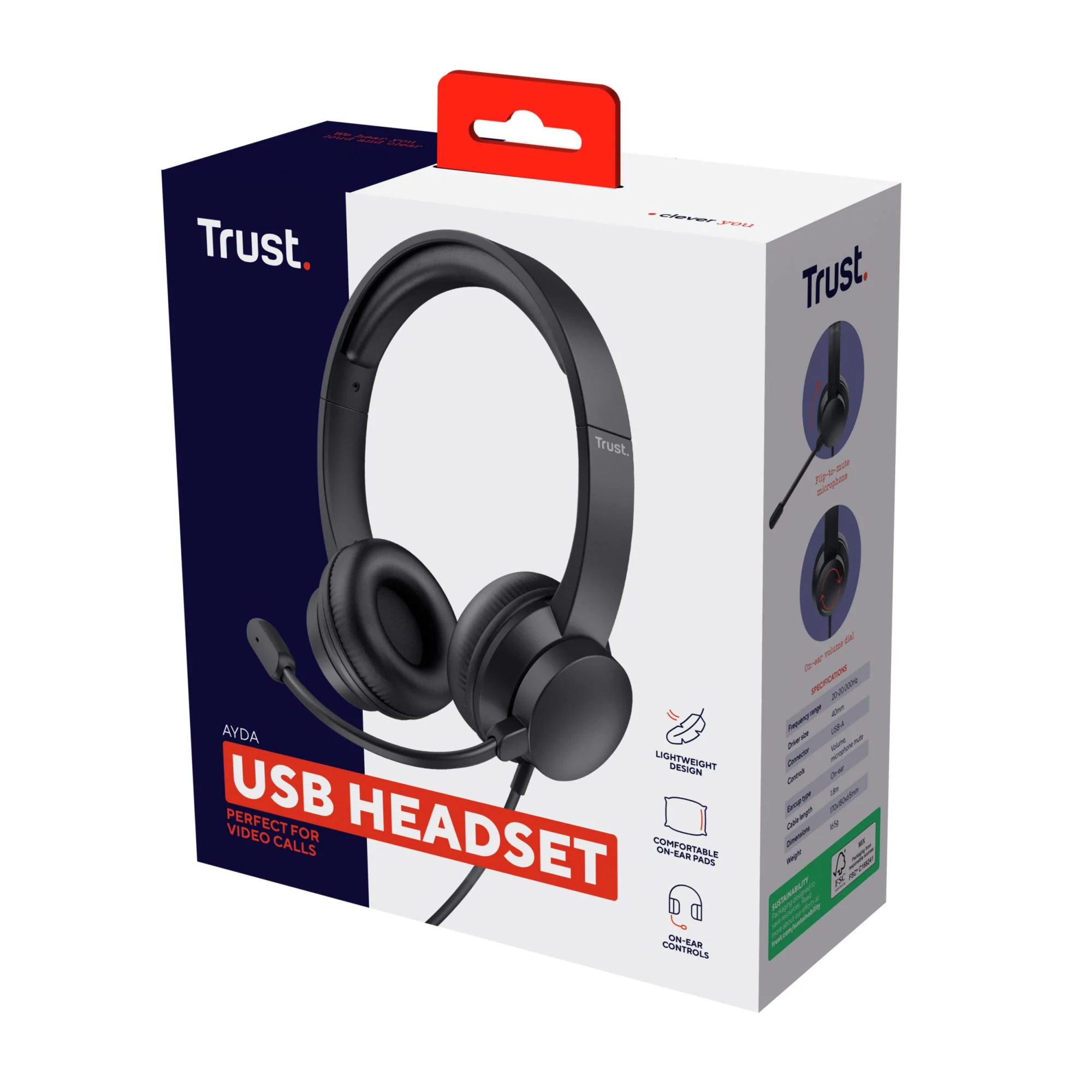 TRUST AYDA USB PC HEADSET - SORT