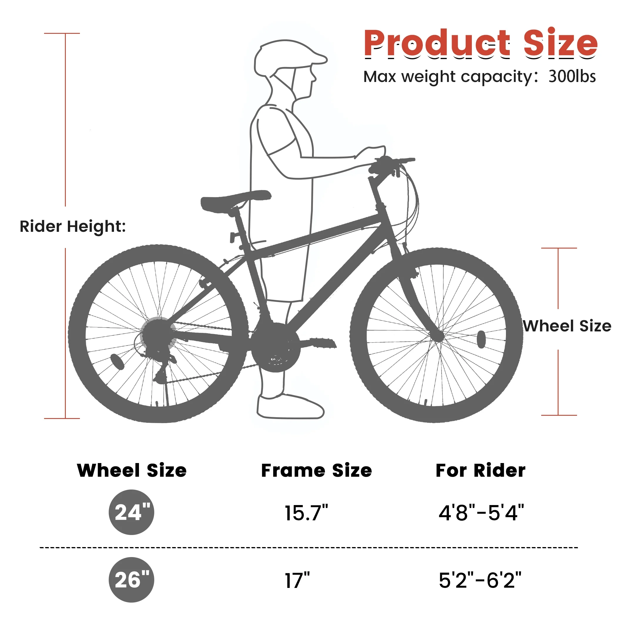 24 Inch Mountain Bike for 10+ Years Old, 21 Speeds Commuter Bike with V Brake and Steel Frame, Rigid Suspension MTB Bicycle for City Trail Beach Snow, Black-Red