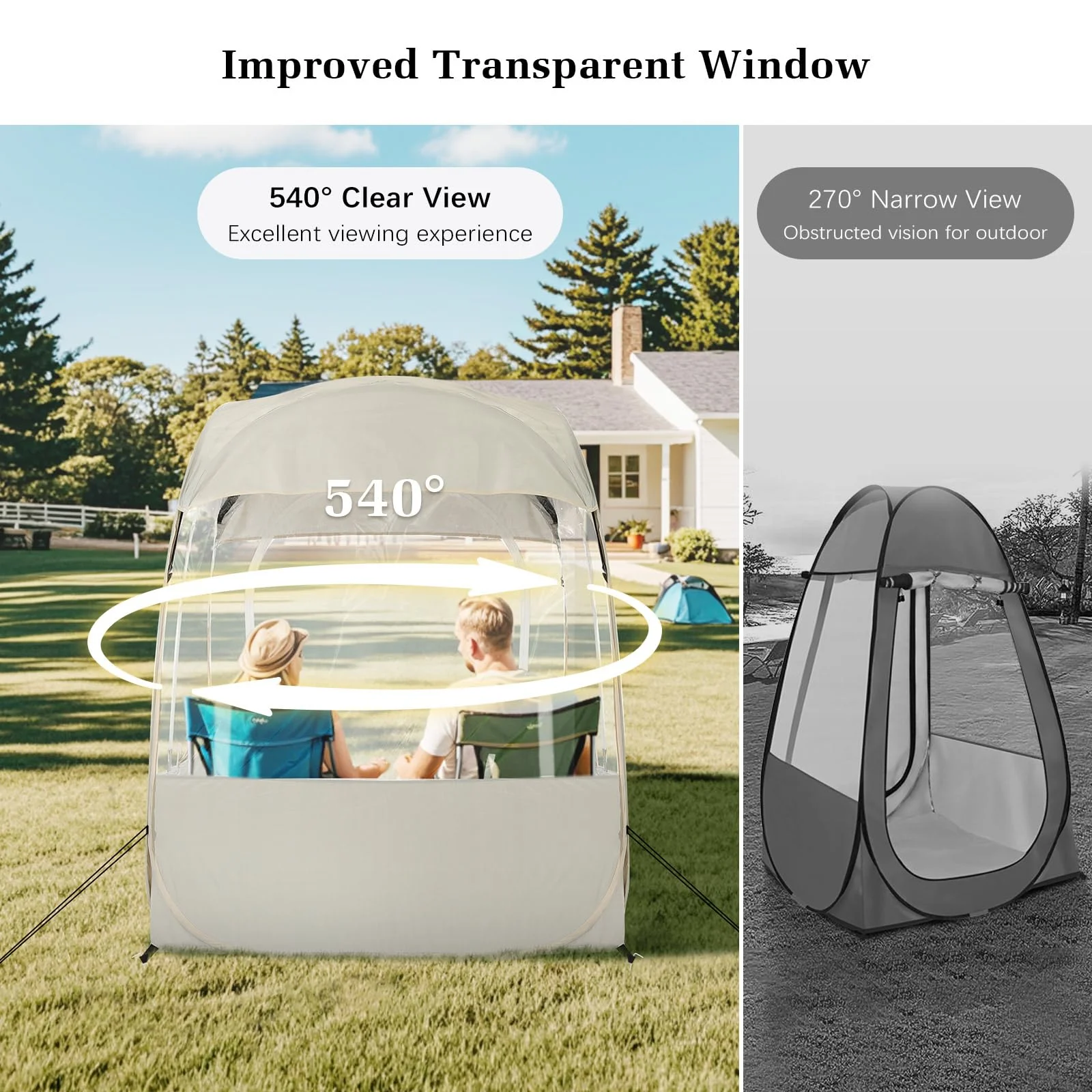 Sports Tent, Instant Weather Proof Clear View Bubble Tent with Carry Bag, Portable & Foldable Pop Up Tents Shelter for Watching Sports Events Camping Fishing