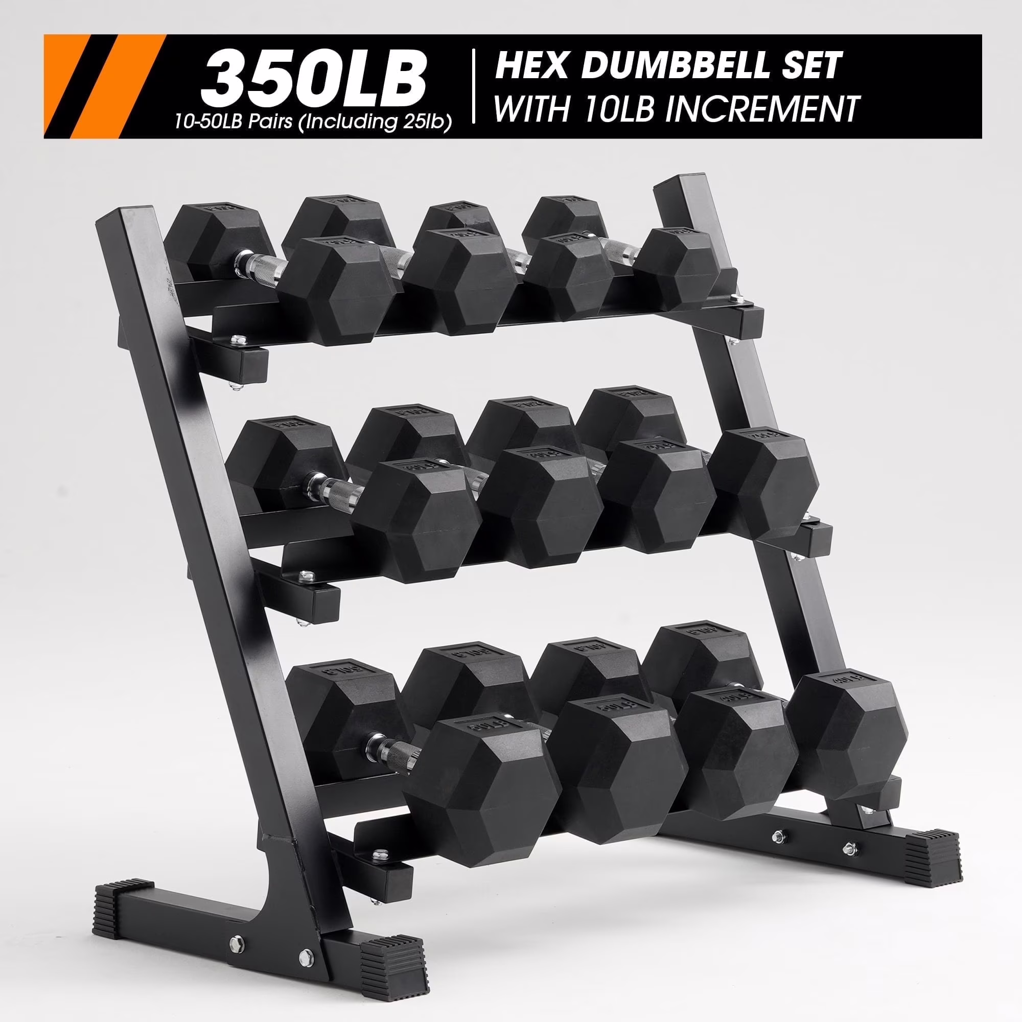 Mikolo Rubber Hex Dumbbell Set with Racks, Option in 450lbs, Strength Training Weight Set Home Gym