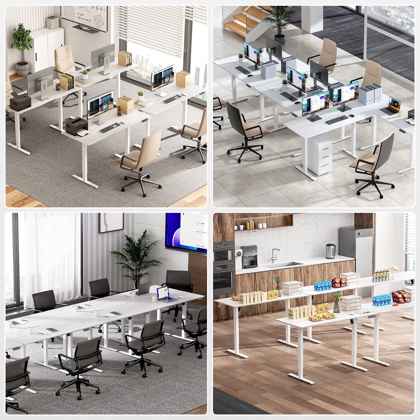 VVENACE Electric Standing Desk Height Adjustable Desk 48 inch 4 Memory Height Ergonomic Sit Stand up Desk for Home Office, White, 2 Split Boards