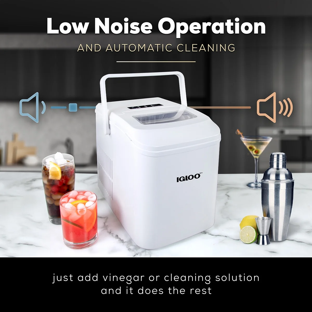 Igloo Handled Automatic Ice Machine Self Cleaning Countertop Ice Maker with Scoop, Aqua