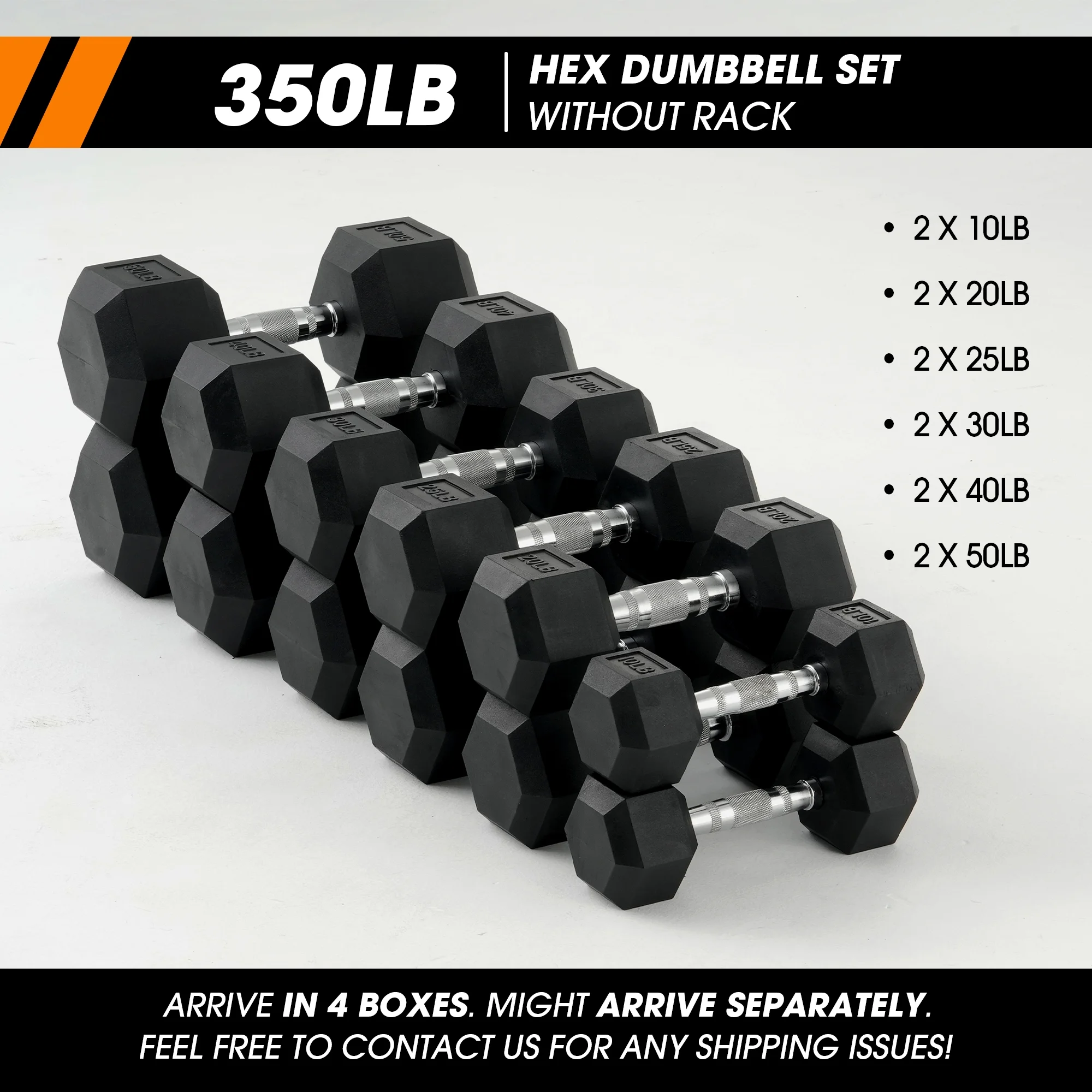 Mikolo Rubber Hex Dumbbell Set with Racks, Option in 450lbs, Strength Training Weight Set Home Gym