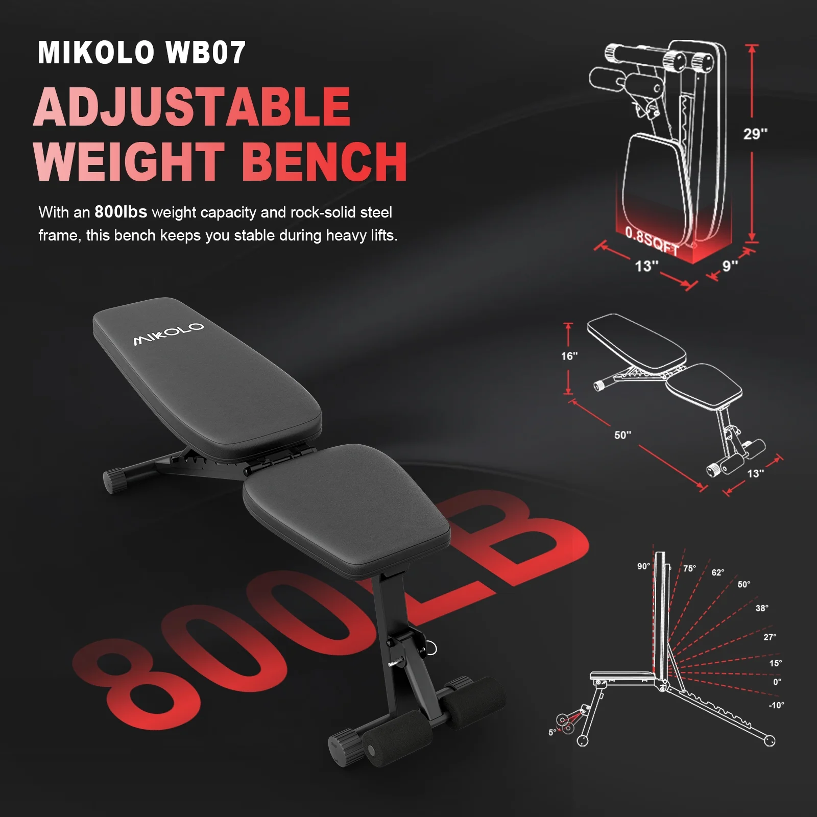 Mikolo Rubber Hex Dumbbell Set with Racks, Option in 450lbs, Strength Training Weight Set Home Gym