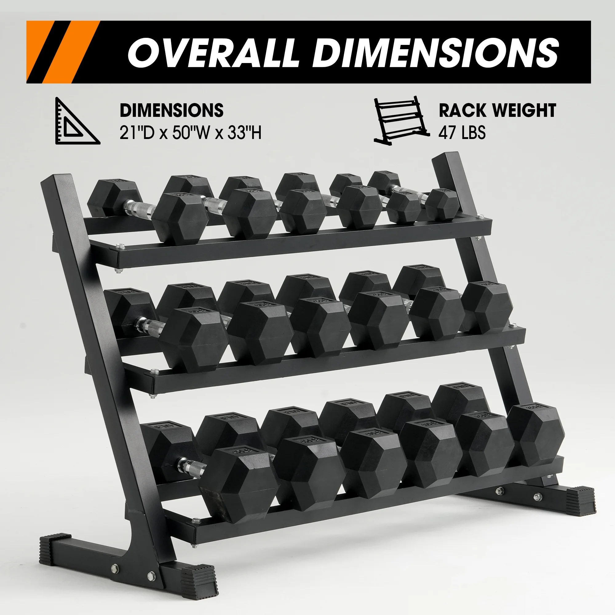 Mikolo Rubber Hex Dumbbell Set with Racks, Option in 450lbs, Strength Training Weight Set Home Gym