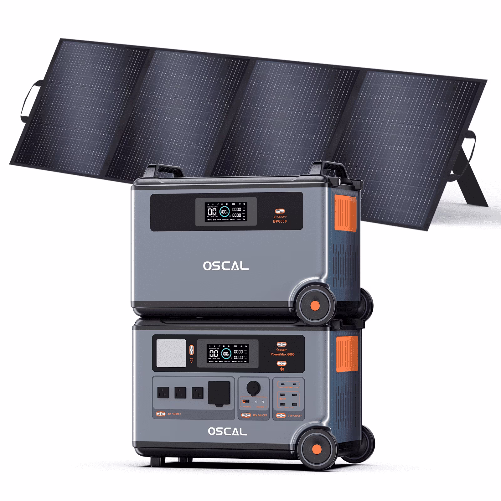 OSCAL PowerMax 6000 Portable Power Station, 3600Wh LiFePO4 Battery with 6000W Output, BP3600 Expansion Battery & 200W Solar Panels, Solar Generator for Camping, Home, Outdoor, Emergency Use